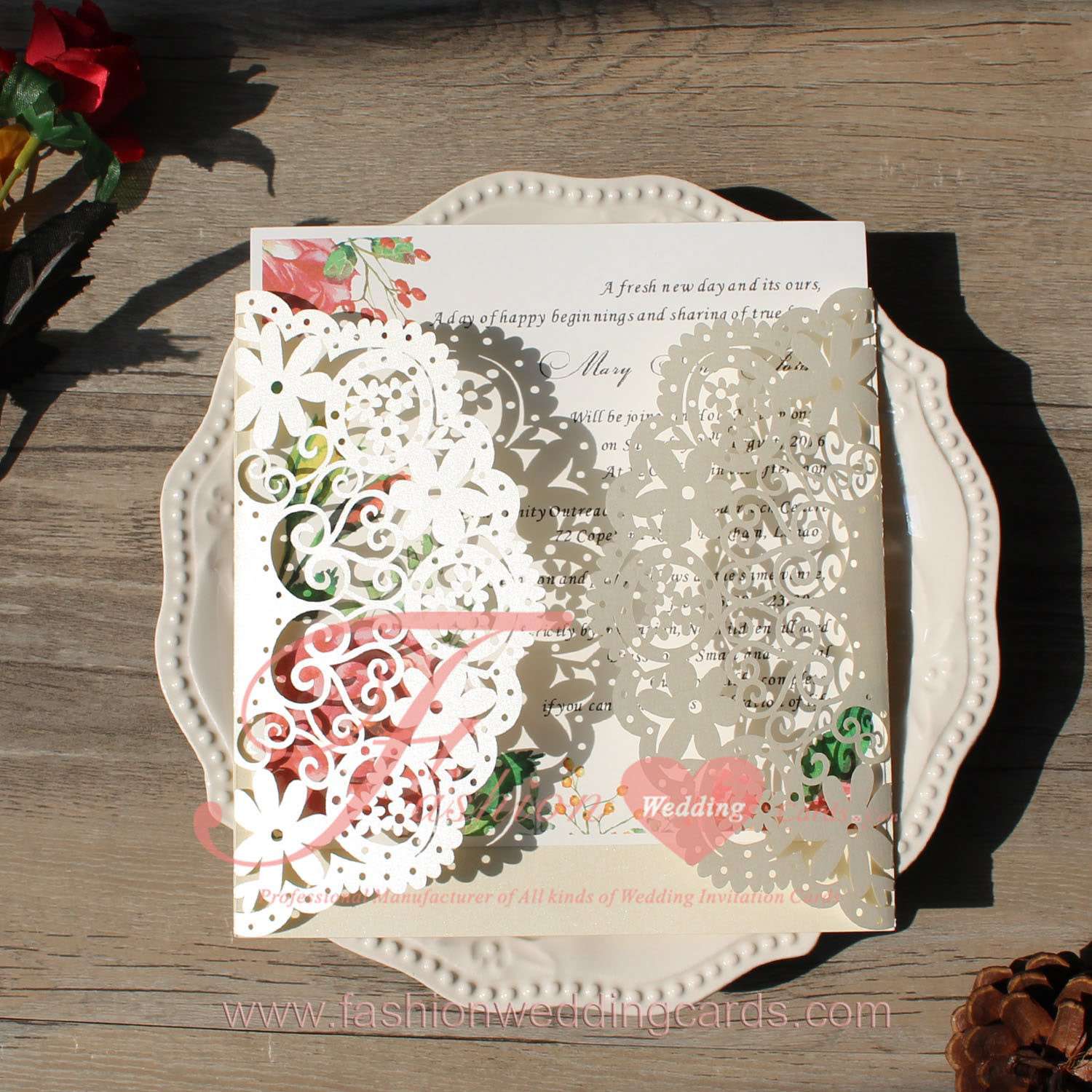 Rustic Sprinting Wedding Invitations Cut Out